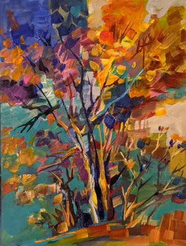 Картина под названием "Autumn/trees" - Armen Ghazayran (Nem), Подлинное произведение искусства, Акрил