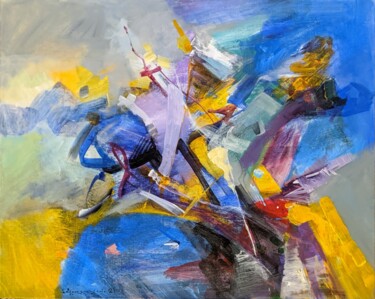 Painting titled "Yellow and blue" by Armen Ghazayran (Nem), Original Artwork, Acrylic