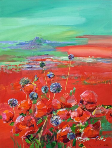 Peinture intitulée "Poppy field" par Armen Ghazayran (Nem), Œuvre d'art originale, Acrylique