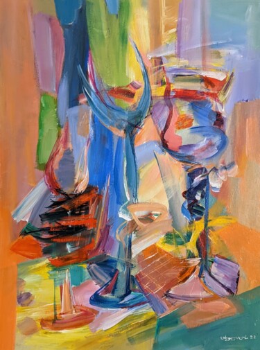 Painting titled "drunken glasses" by Armen Ghazayran (Nem), Original Artwork, Acrylic