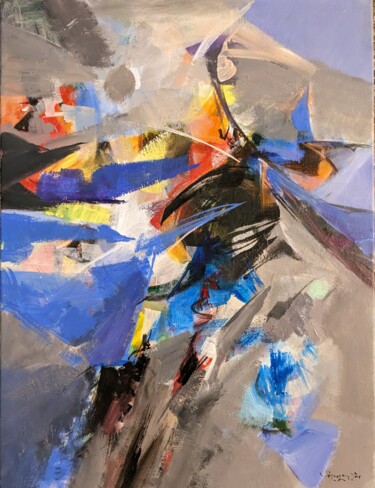 Peinture intitulée "composition -Blue 7" par Armen Ghazayran (Nem), Œuvre d'art originale, Acrylique
