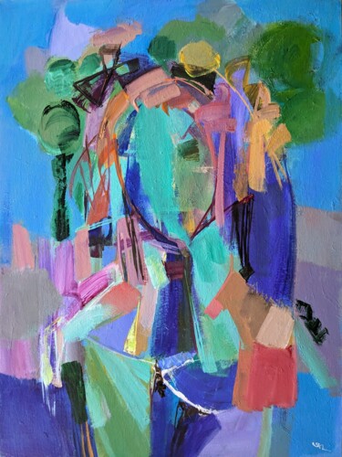 Malerei mit dem Titel "spring evening (blu…" von Armen Ghazayran (Nem), Original-Kunstwerk, Acryl