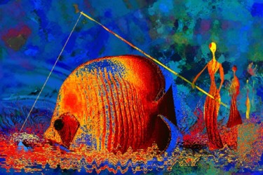 Digital Arts titled "She fishing-2" by Armen Ghazayran (Nem), Original Artwork