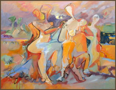 Painting titled "In the evening" by Armen Ghazayran (Nem), Original Artwork, Oil