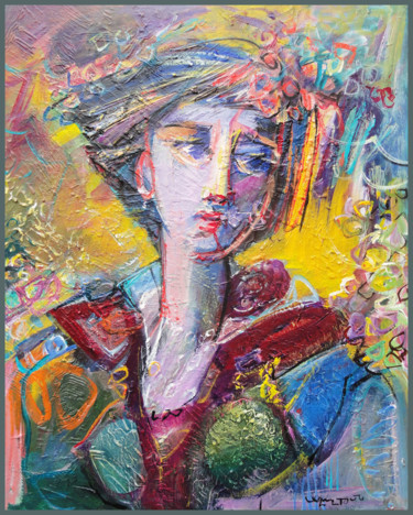 Painting titled "Girl of my spring" by Armen Ghazayran (Nem), Original Artwork, Oil