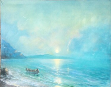 Malerei mit dem Titel "Turquoise Shore" von Armen Sevanyan, Original-Kunstwerk, Öl