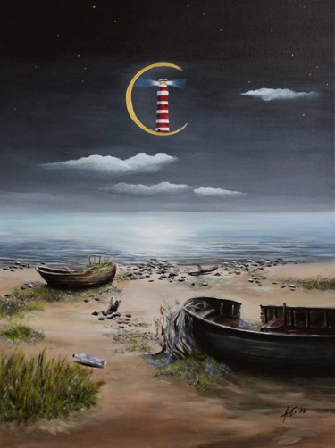Painting titled "Strandgut" by Armin Evers, Original Artwork, Acrylic