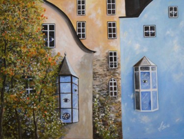 Malerei mit dem Titel ""Nachbarn"" von Armin Evers, Original-Kunstwerk, Acryl