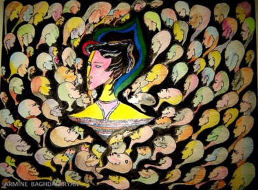 Dessin intitulée "Point d'appui" par Armine Baghdasaryan (Parmide), Œuvre d'art originale, Stylo à bille