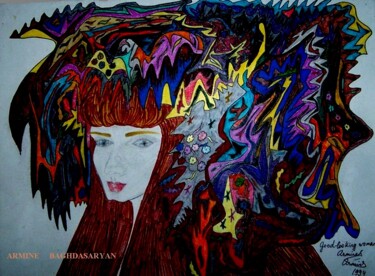 Dessin intitulée "femme de beauté !!!" par Armine Baghdasaryan (Parmide), Œuvre d'art originale