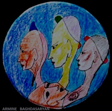 Dessin intitulée "Leader agé !" par Armine Baghdasaryan (Parmide), Œuvre d'art originale, Crayon