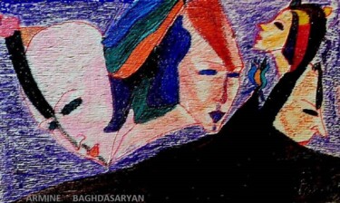 Zeichnungen mit dem Titel "se cacher derriere…" von Armine Baghdasaryan (Parmide), Original-Kunstwerk, Pastell