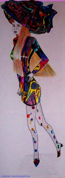 Drawing titled "modele.jpg" by Armine Baghdasaryan (Parmide), Original Artwork, Ballpoint pen