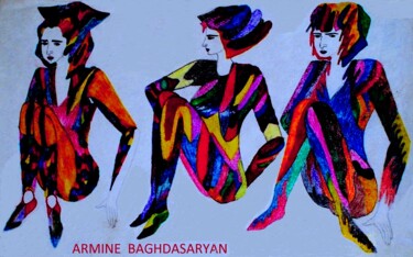 Dessin intitulée "modeles-en-fatique.…" par Armine Baghdasaryan (Parmide), Œuvre d'art originale, Stylo à bille