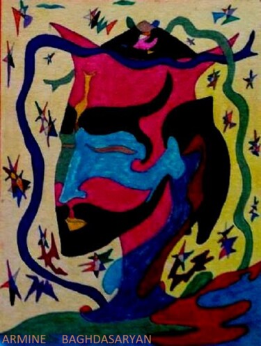 Dessin intitulée "romantique et myste…" par Armine Baghdasaryan (Parmide), Œuvre d'art originale, Stylo à bille