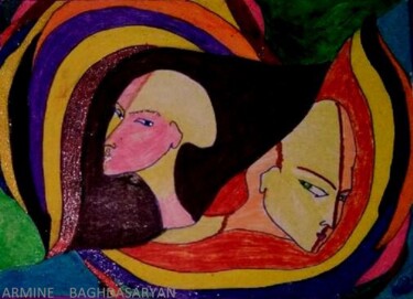 Dessin intitulée "espionnes  !!!" par Armine Baghdasaryan (Parmide), Œuvre d'art originale, Stylo à bille