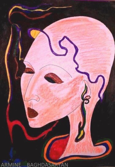 Dessin intitulée "tristesse de solitu…" par Armine Baghdasaryan (Parmide), Œuvre d'art originale, Stylo à bille