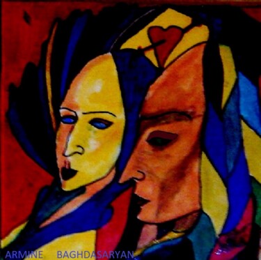 Disegno intitolato "L'amour et tristess…" da Armine Baghdasaryan (Parmide), Opera d'arte originale, Biro