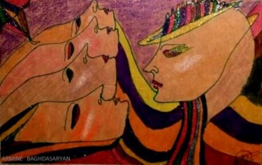Zeichnungen mit dem Titel "Relations et domina…" von Armine Baghdasaryan (Parmide), Original-Kunstwerk, Kugelschreiber