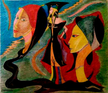 Drawing titled "Les Femmes" by Armine Baghdasaryan (Parmide), Original Artwork, Marker