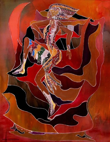 Painting titled "Femme énigmatique" by Armine Baghdasaryan (Parmide), Original Artwork, Acrylic