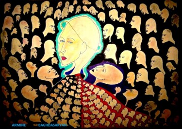Dessin intitulée "immigrants" par Armine Baghdasaryan (Parmide), Œuvre d'art originale, Stylo à bille