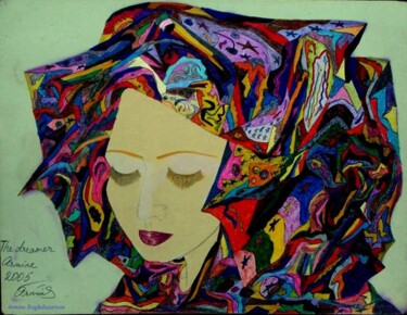 Dessin intitulée "la reveuse" par Armine Baghdasaryan (Parmide), Œuvre d'art originale, Stylo à bille