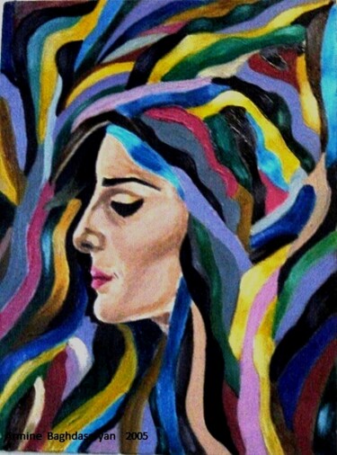 Peinture intitulée "elle" par Armine Baghdasaryan (Parmide), Œuvre d'art originale, Huile