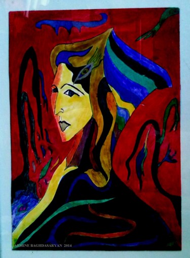 Dessin intitulée "Dame digne" par Armine Baghdasaryan (Parmide), Œuvre d'art originale, Stylo à bille