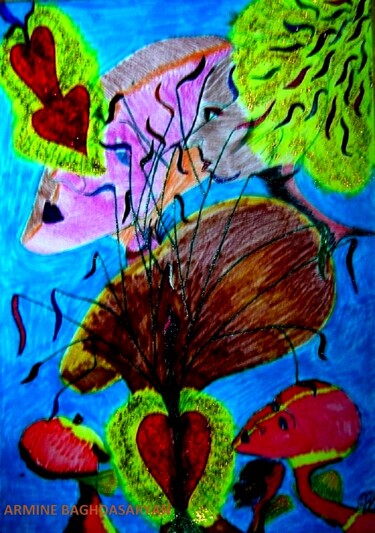 Dessin intitulée "magic de l'amour" par Armine Baghdasaryan (Parmide), Œuvre d'art originale, Stylo à bille