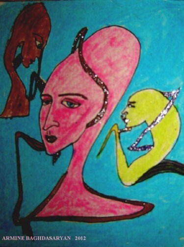 Disegno intitolato "mauvais pensées" da Armine Baghdasaryan (Parmide), Opera d'arte originale, Biro