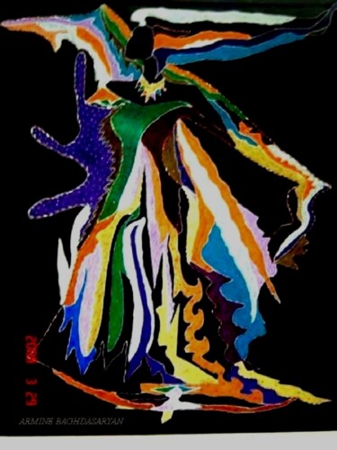 Painting titled "Femme du cosmos" by Armine Baghdasaryan (Parmide), Original Artwork, Acrylic