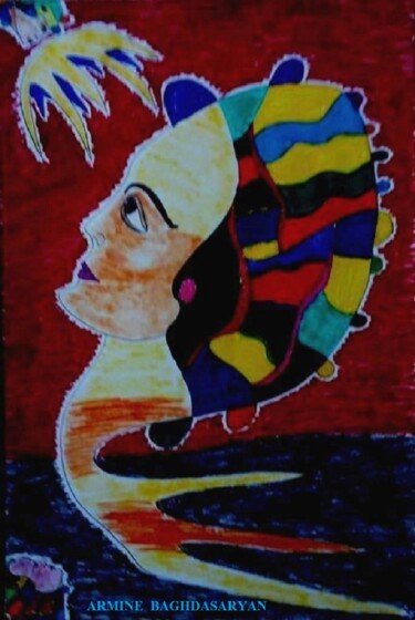 Dessin intitulée "poussiere d'etoile" par Armine Baghdasaryan (Parmide), Œuvre d'art originale, Stylo à bille