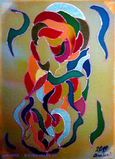 Painting titled "Rose parfumee" by Armine Baghdasaryan (Parmide), Original Artwork, Acrylic