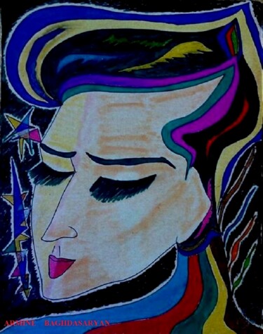 Рисунок под названием "Méditation..." - Armine Baghdasaryan (Parmide), Подлинное произведение искусства, Шариковая ручка