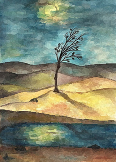 Painting titled "''Tree of Life...''" by Armine Abrahamyan, Original Artwork, Watercolor