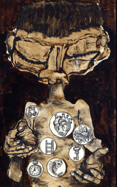 Dibujo titulada "APOLOGÍA AL SILENCI…" por Arnaldo Delgado, Obra de arte original, Tinta