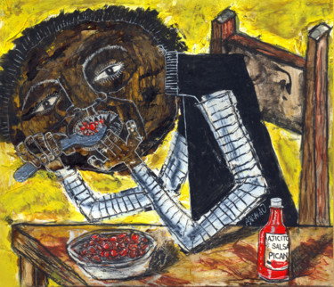 Pintura titulada "Frijoles con picante" por Arnaldo Delgado, Obra de arte original, Acrílico