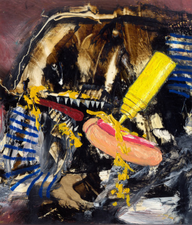 Painting titled "Mostaza caliente" by Arnaldo Delgado, Original Artwork, Oil