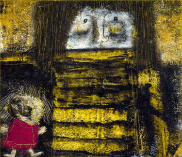 Pintura titulada "Niña con muñeca pud…" por Arnaldo Delgado, Obra de arte original, Oleo