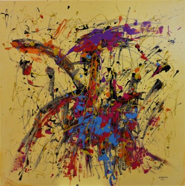 Painting titled "Abstract 601" by Arnaud Broutin, Original Artwork, Acrylic Mounted on Wood Stretcher frame