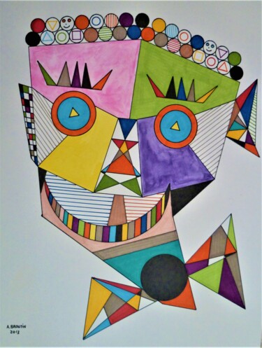 Painting titled "Autoportrait" by Arnaud Broutin, Original Artwork, Marker