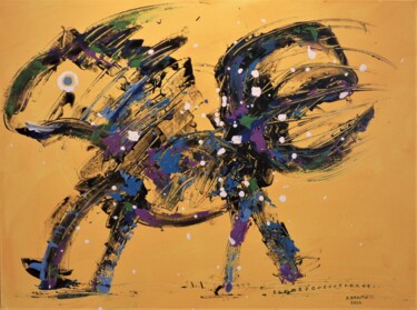 Painting titled "animal magique 73" by Arnaud Broutin, Original Artwork, Acrylic Mounted on Wood Stretcher frame