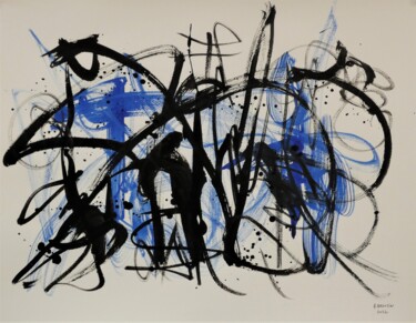 Painting titled "Black Blue 1" by Arnaud Broutin, Original Artwork, Ink