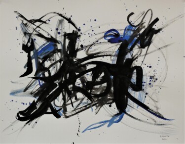 Painting titled "Black Blue 3" by Arnaud Broutin, Original Artwork, Ink