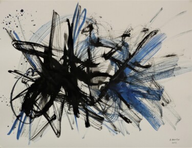 Painting titled "Black Blue 5" by Arnaud Broutin, Original Artwork, Ink