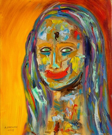 Painting titled "MONA LISA 3" by Arnaud Broutin, Original Artwork, Oil Mounted on Wood Stretcher frame