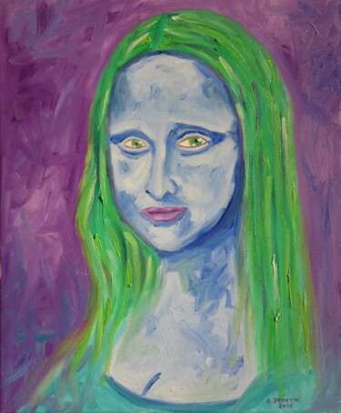 Painting titled "MONA LISA 4" by Arnaud Broutin, Original Artwork, Oil Mounted on Wood Stretcher frame