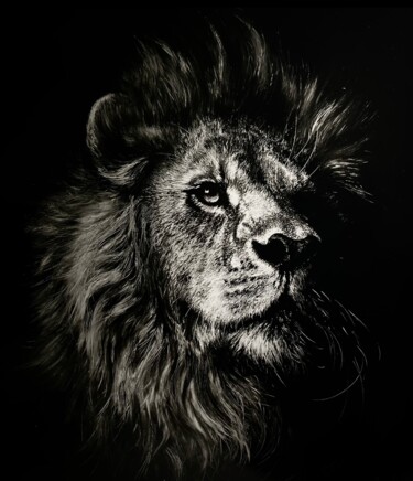 Malerei mit dem Titel "Lion" von Arnaud Chapalain, Original-Kunstwerk, Öl