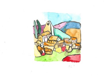 Malerei mit dem Titel "Alentejo 1" von Arnaud De La Tour, Original-Kunstwerk, Aquarell